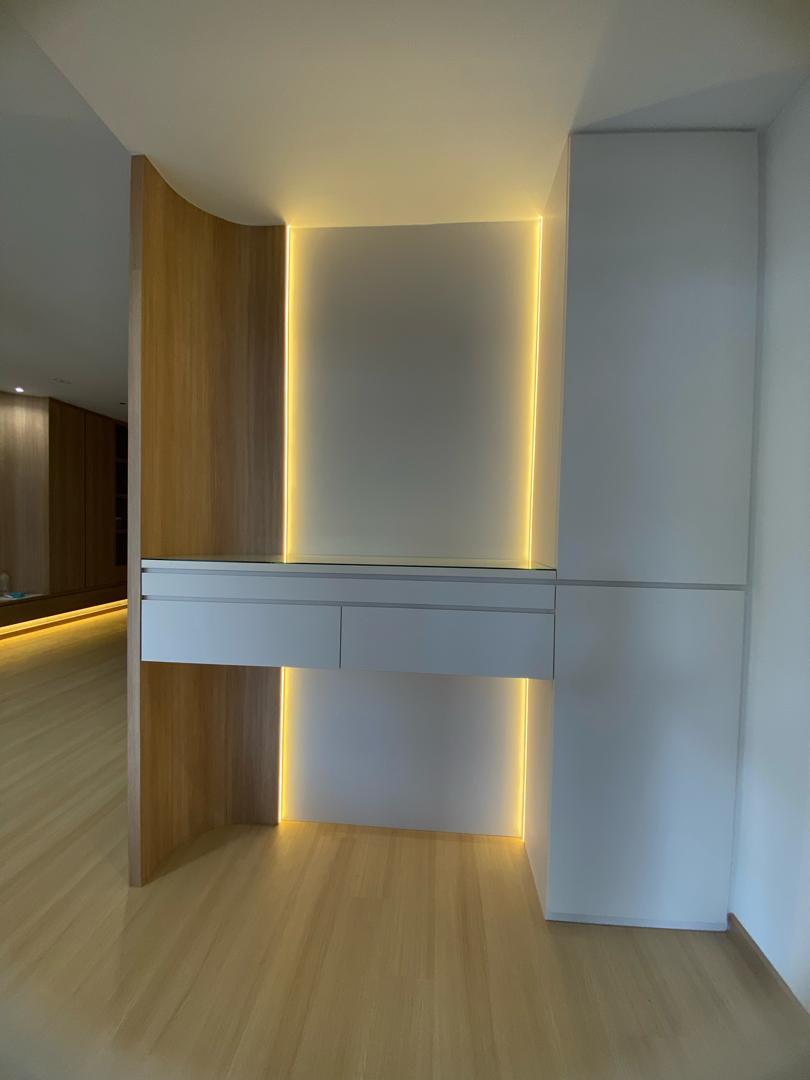 Iconia Garden — warm minimalist residential interior design Johor Bahru Malaysia